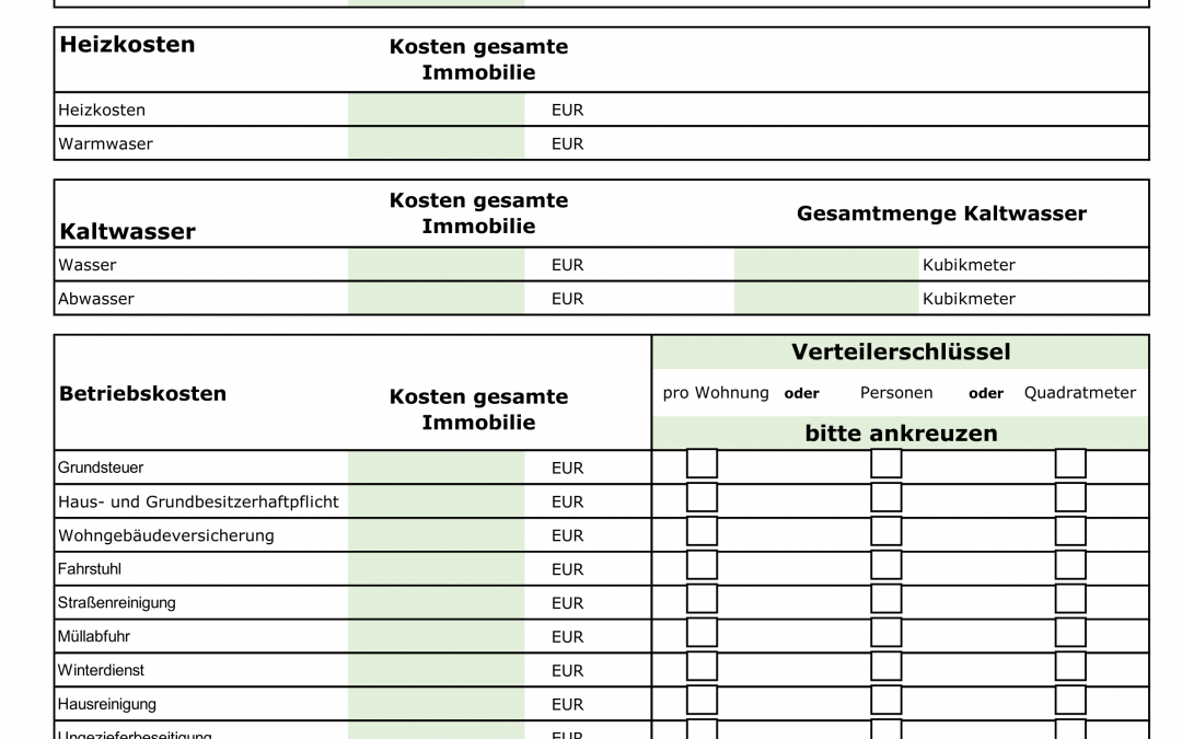 Kosten und Daten gesamte Immobilie