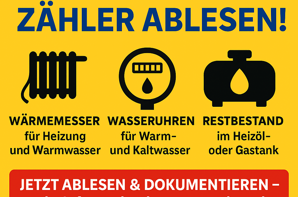 Wichtig: Zählerstände ablesen und notieren