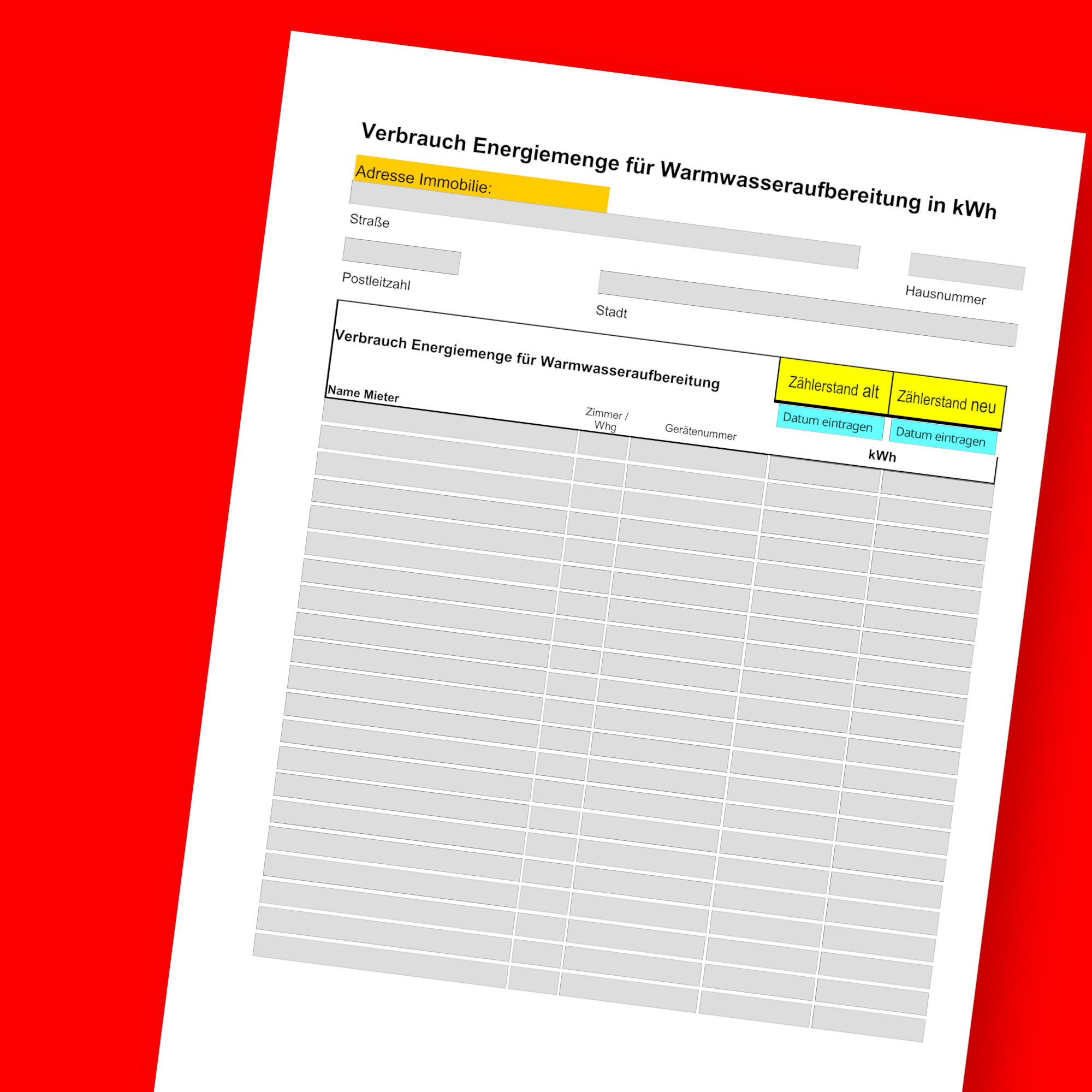 Formular Daten Mieter - AS Nebenkostenabrechnungen